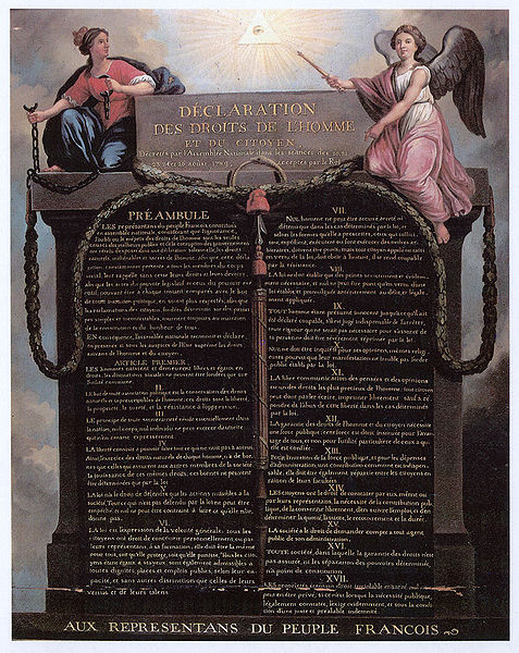 Representación de la Declaración de los Derechos del Hombre y del Ciudadano de 1789